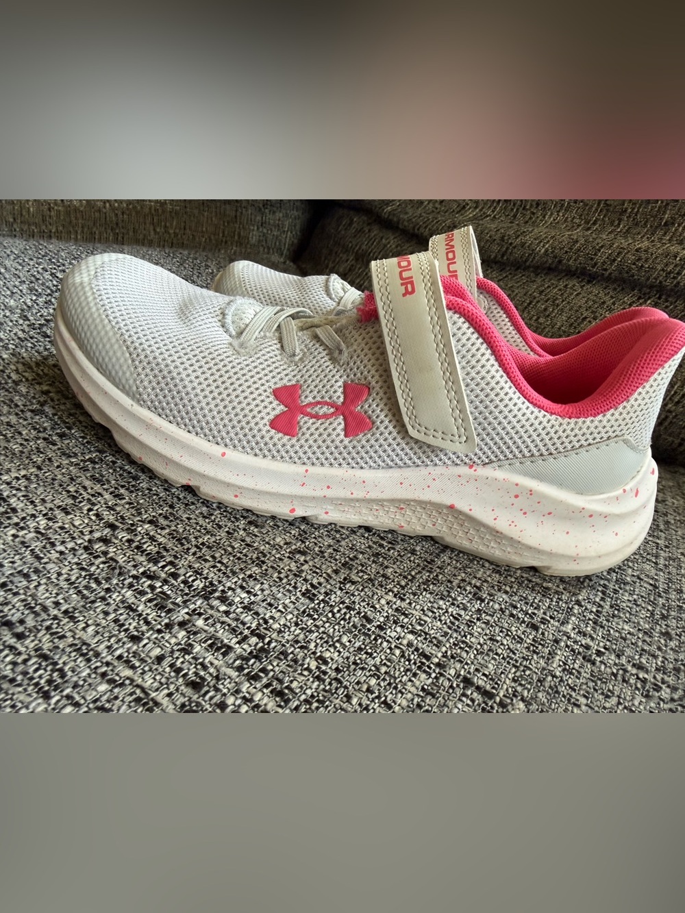 Under Armour Kids White and Pink Athletic Sneaker
